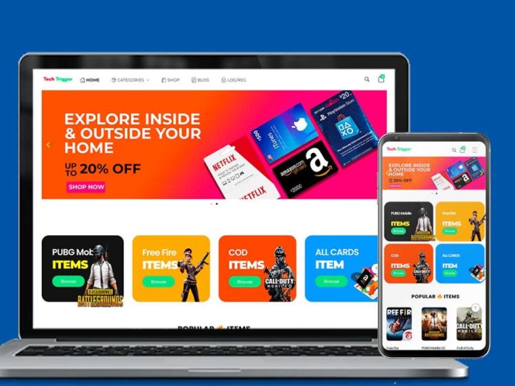 Gaming TopUp, Visa & Gift Card Selling Website Code